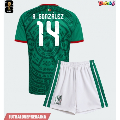Lacne Dětský Futbalové dres Mexiko Armando Gonzalez #14 MS 2026 Krátky Rukáv - Domáci (+ trenírky)